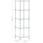 vidaXL Regal mit 5 Ablagen Transparent 40x40x130 cm Hartglas