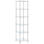 vidaXL Regal mit 6 Ablagen Transparent 40x40x160 cm Hartglas