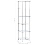 vidaXL Regal mit 6 Ablagen Transparent 40x40x160 cm Hartglas