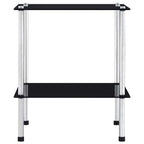 vidaXL Regal mit 2 Ablagen Schwarz 40x40x47 cm Hartglas