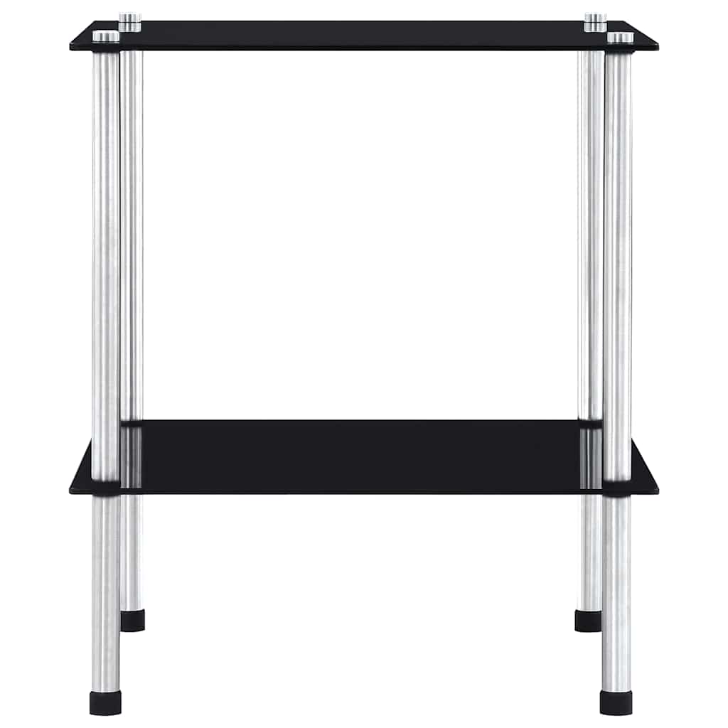 vidaXL Regal mit 2 Ablagen Schwarz 40x40x47 cm Hartglas