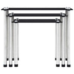 vidaXL Satztische 3 Stk. Schwarz Hartglas