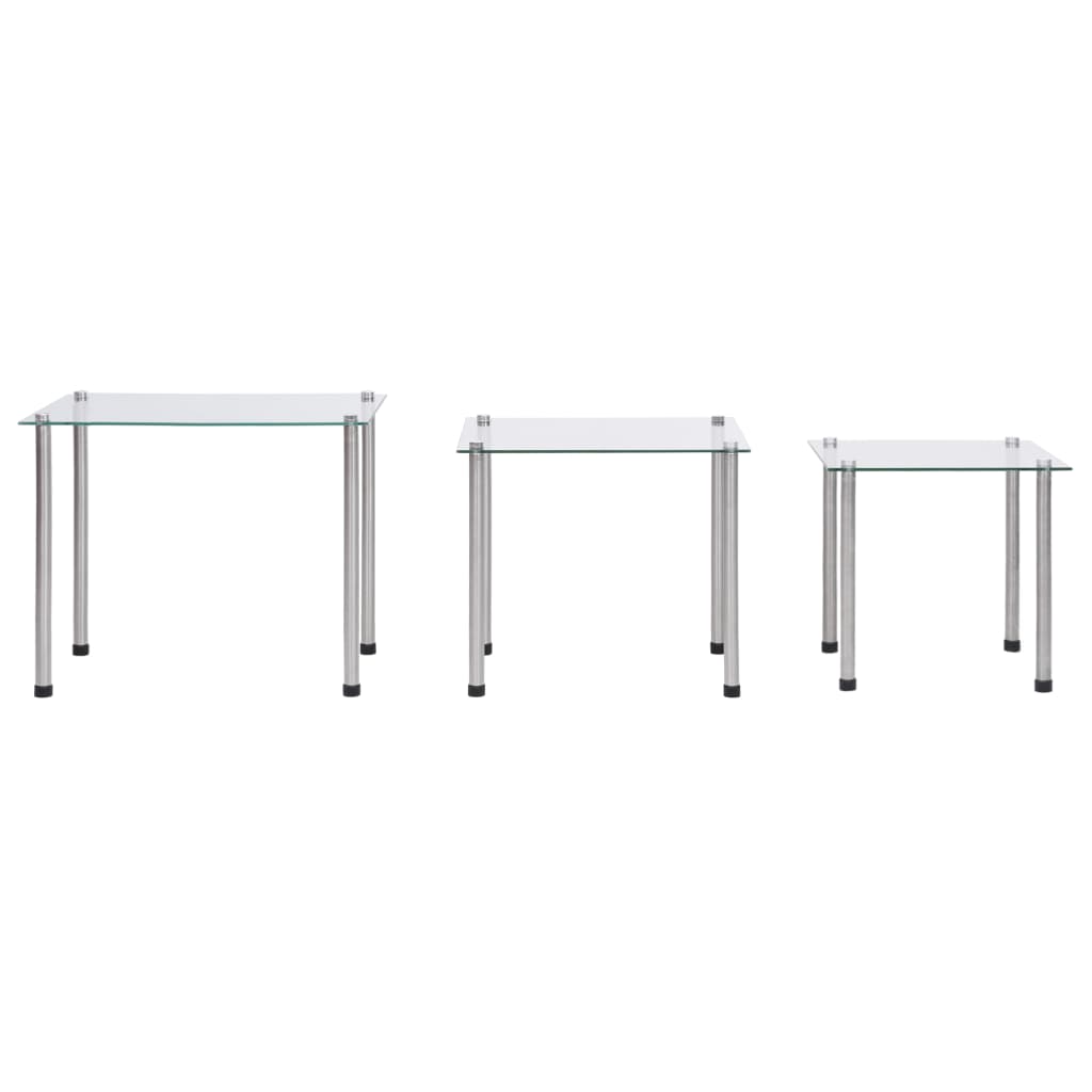 vidaXL Satztische 3-tlg. Transparent Hartglas