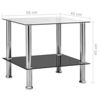 vidaXL Beistelltisch Transparent 45x50x45 cm Hartglas