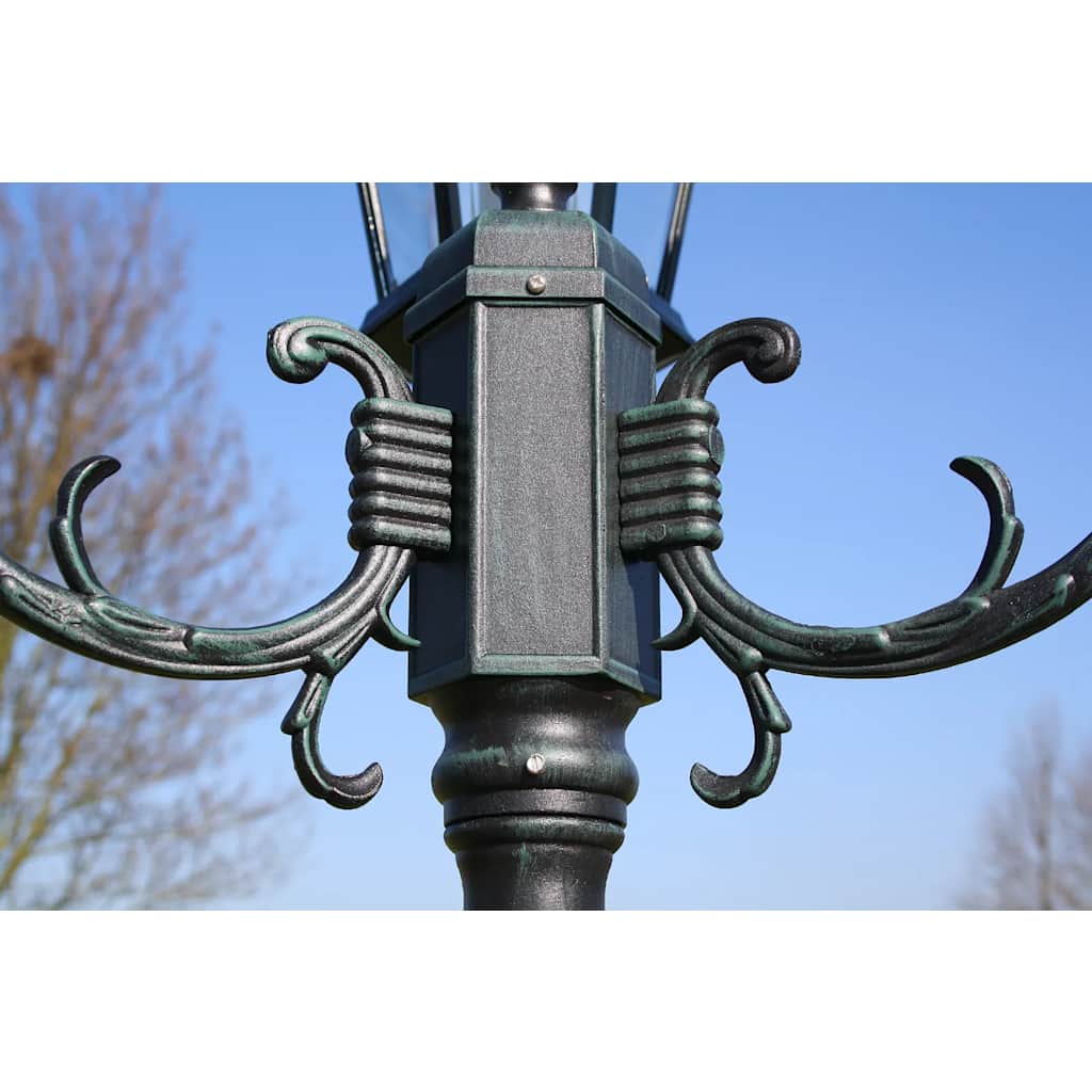 vidaXL Gartenlaterne 3-flammig 230 cm Dunkelgrün/Schwarz Aluminium
