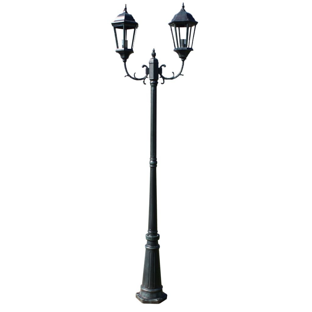 vidaXL Gartenlaterne 2-flammig 230 cm Dunkelgrün/Schwarz Aluminium