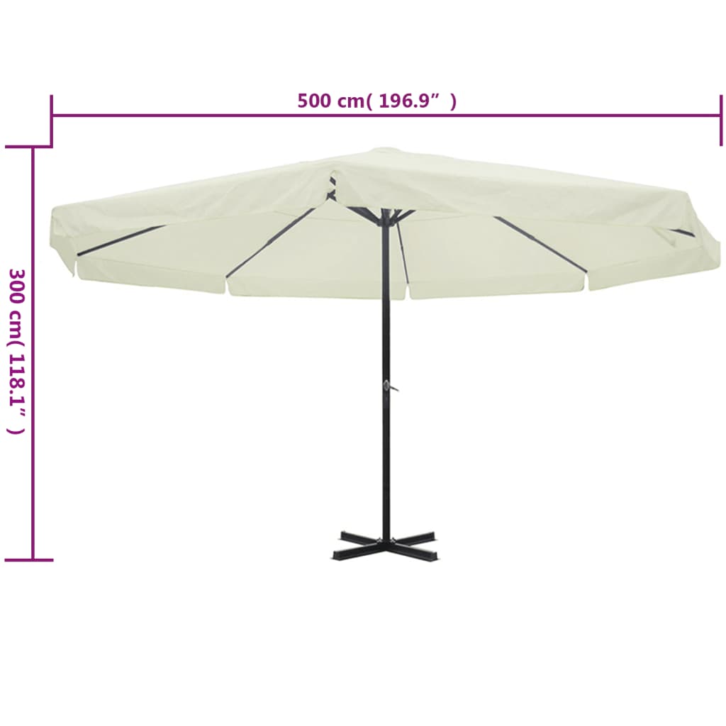 vidaXL Sonnenschirm Weiß Aluminium 500 cm