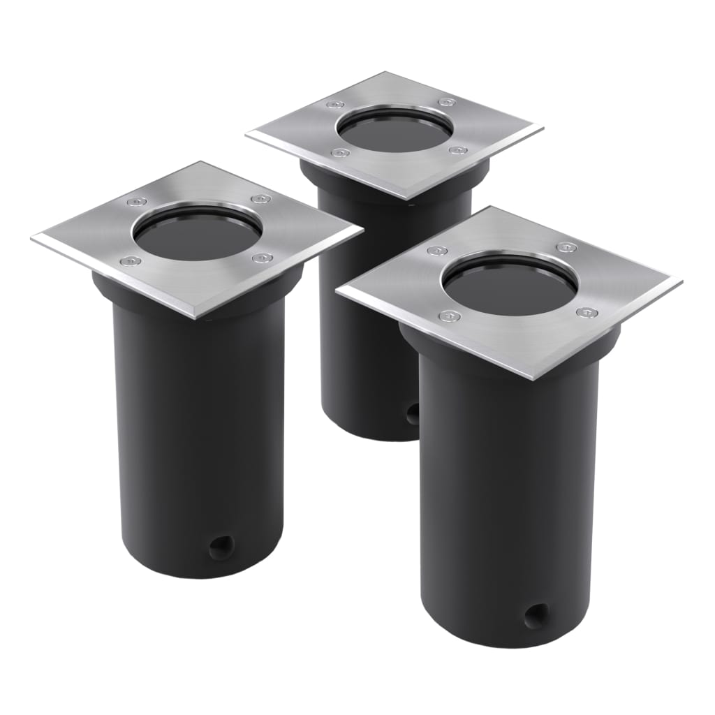 vidaXL Outdoor Bodenleuchten 3 Stk. Quadratisch