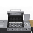 vidaXL Gasgrill mit 4+1 Flammen Schwarz
