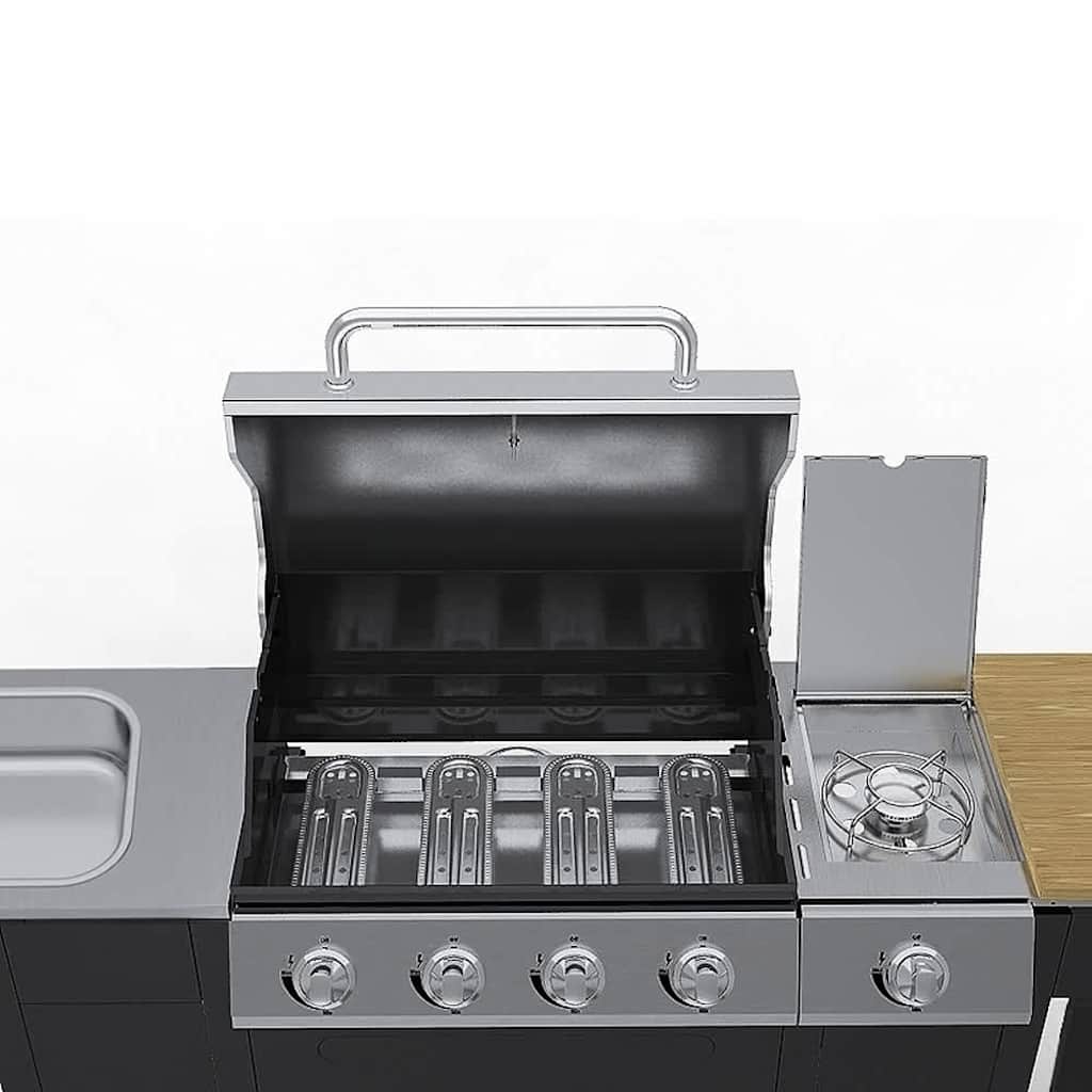 vidaXL Gasgrill mit 4+1 Flammen Schwarz