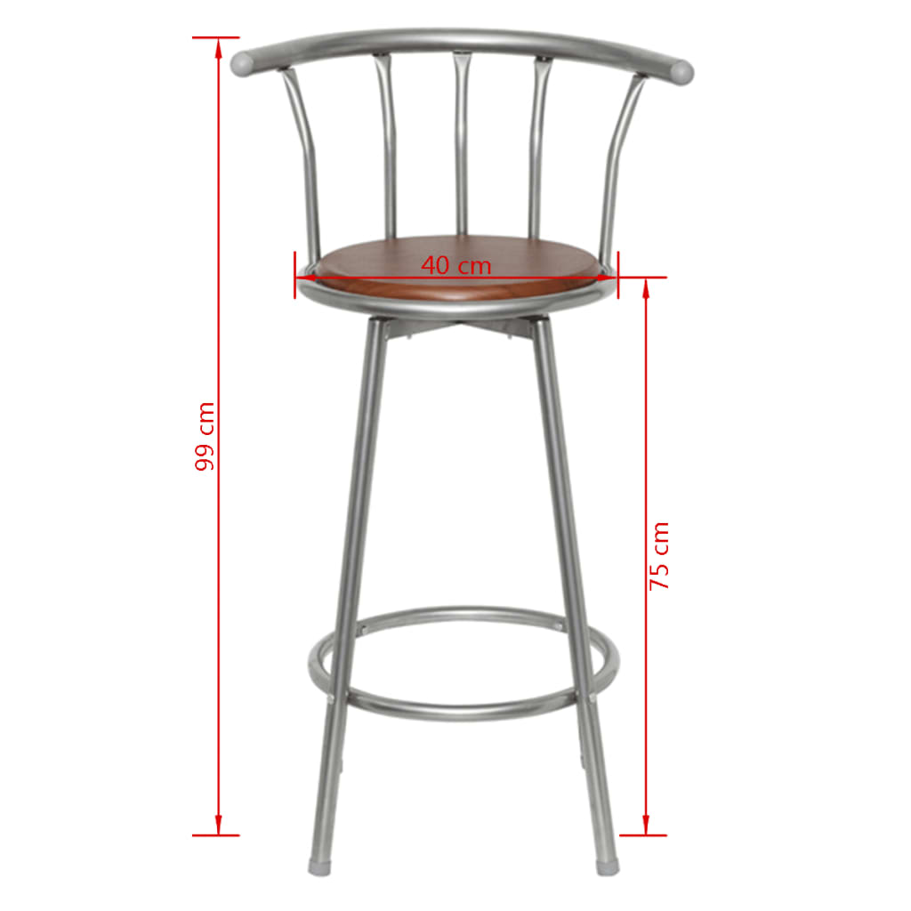 vidaXL Barhocker 2 Stk. Braun Stahl