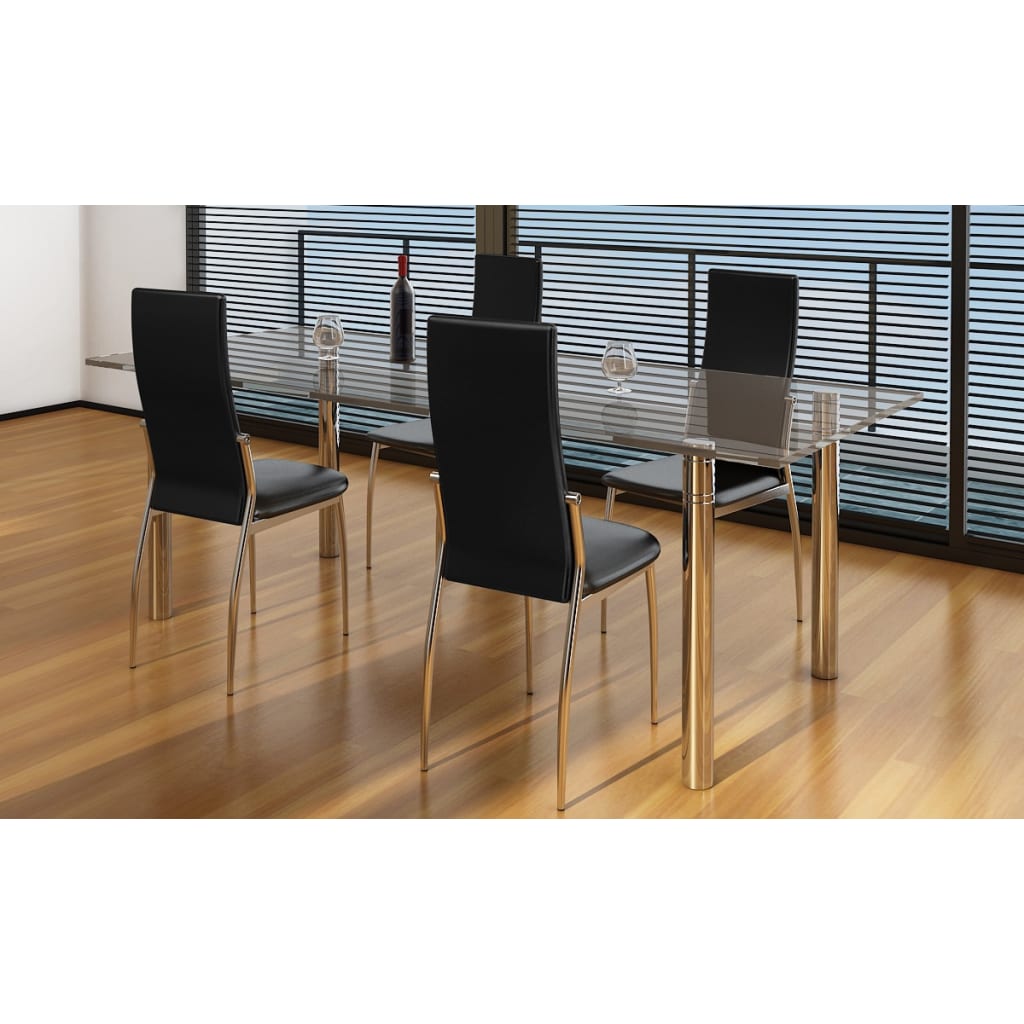 vidaXL Esszimmerstühle 4 Stk. Schwarz Kunstleder