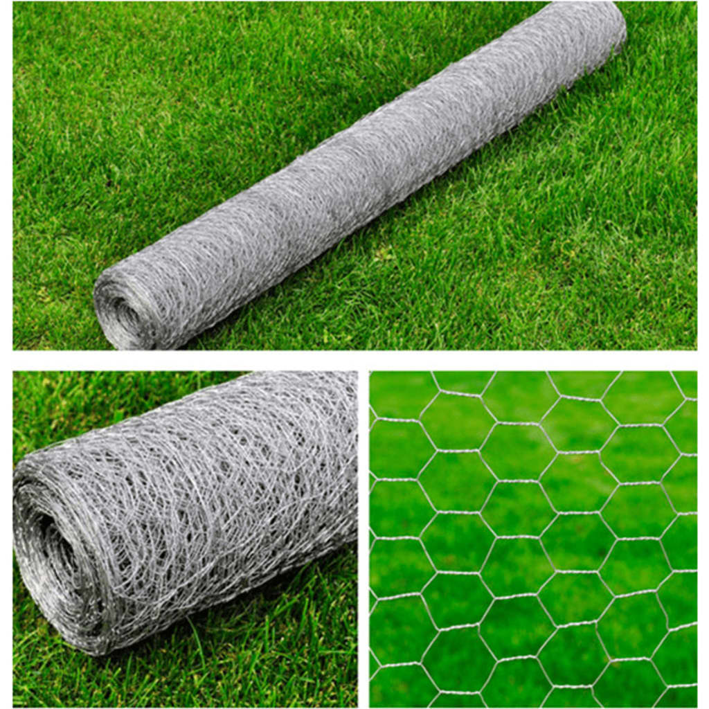 vidaXL Maschendrahtzaun Verzinkter Stahl Hexagon 1×25 m Silbern
