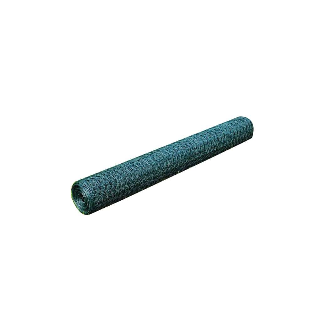 vidaXL Maschendraht Stahl Hexagon 1x25 m Dunkelgrün