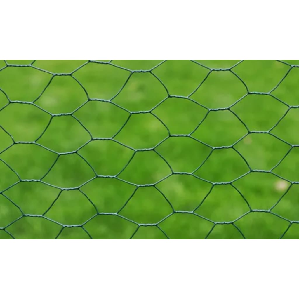 vidaXL Maschendraht Stahl Hexagon 1x25 m Dunkelgrün