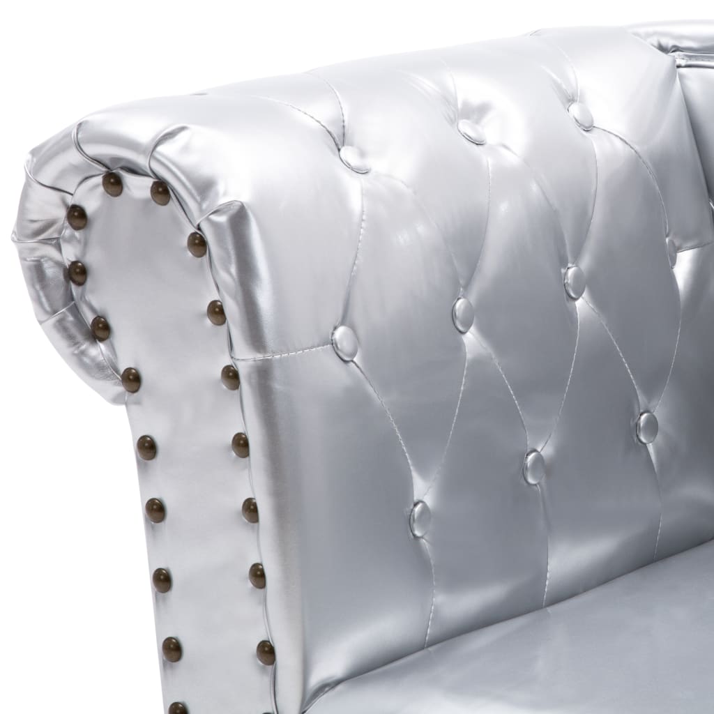 vidaXL Chaiselongue Silbern Kunstleder