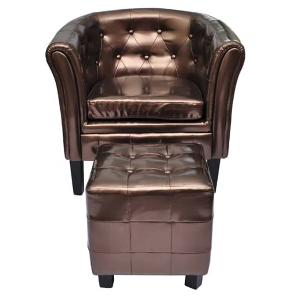 vidaXL Clubsessel mit Fußhocker Braun Kunstleder