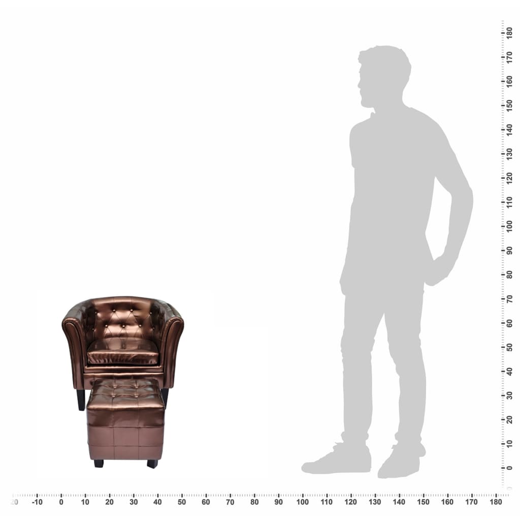 vidaXL Clubsessel mit Fußhocker Braun Kunstleder