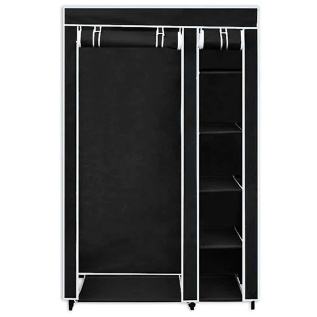 vidaXL Faltbarer Stoffschrank Schwarz 110 x 45 x 175 cm