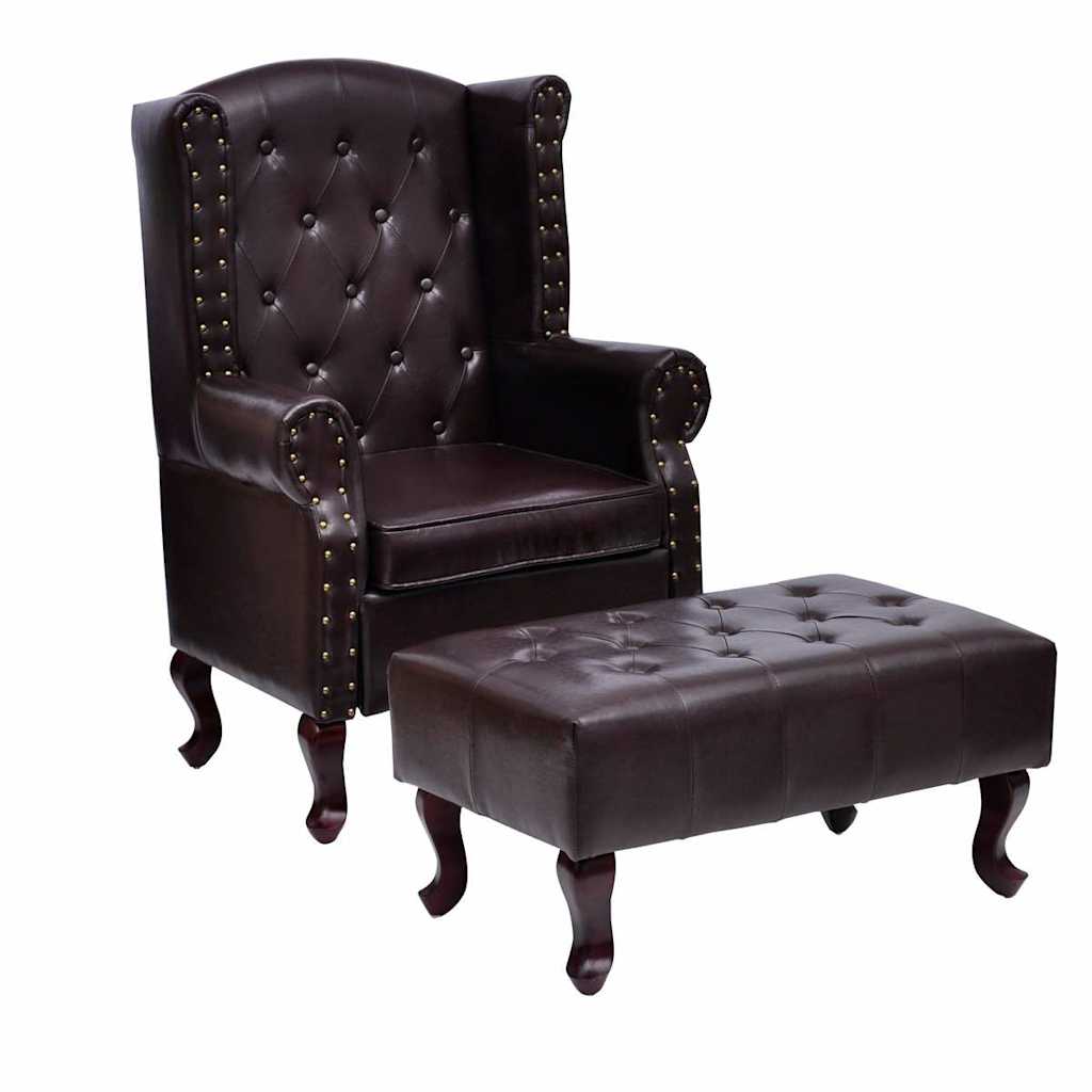 vidaXL Sessel mit Fußhocker Dunkelbraun Kunstleder