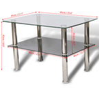 vidaXL Couchtisch mit Ablage Glas