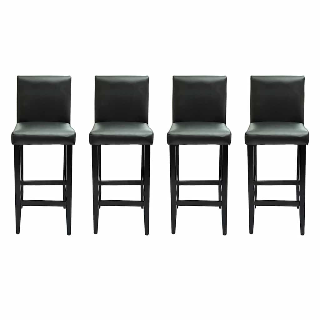 vidaXL Barshocker 4 Stk. Schwarz Kunstleder