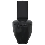 vidaXL Keramik-Toilette Abgang Horizontal Schwarz