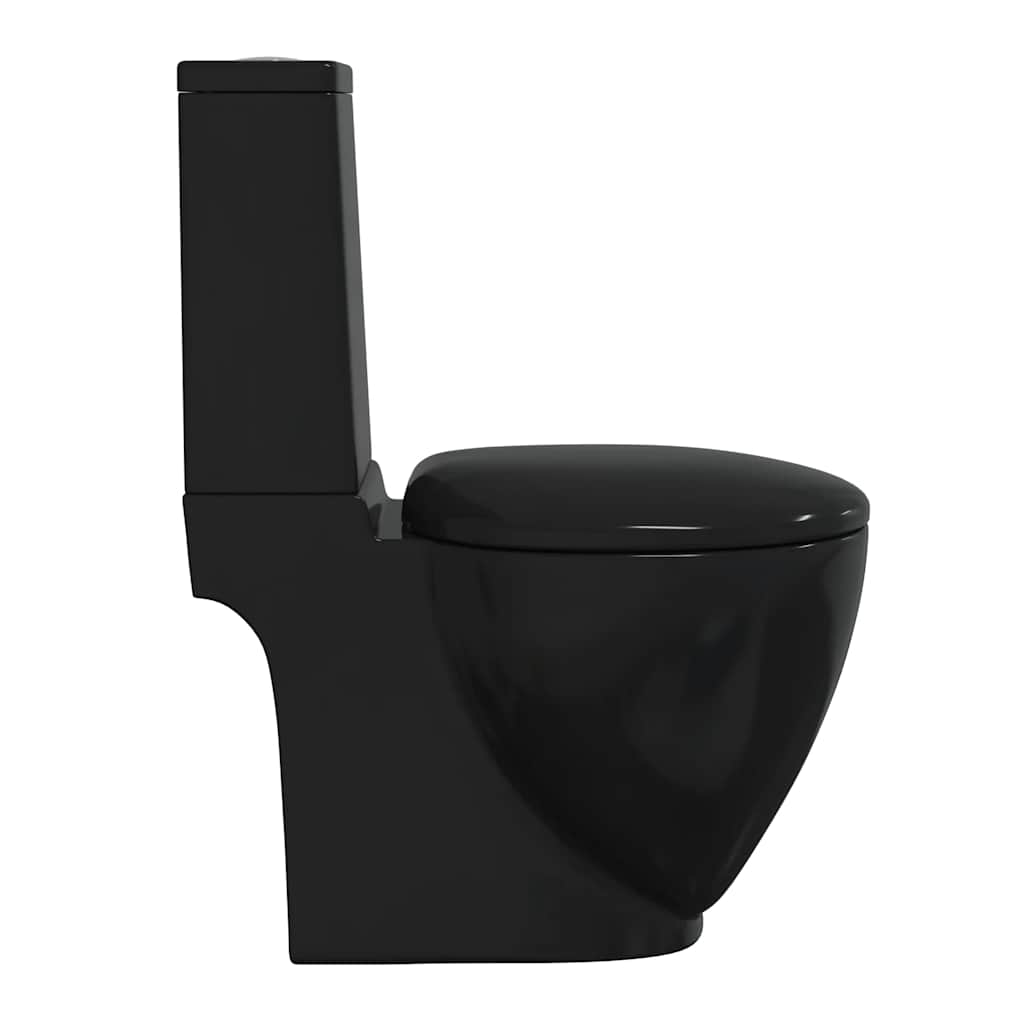 vidaXL Keramik-Toilette Abgang Horizontal Schwarz