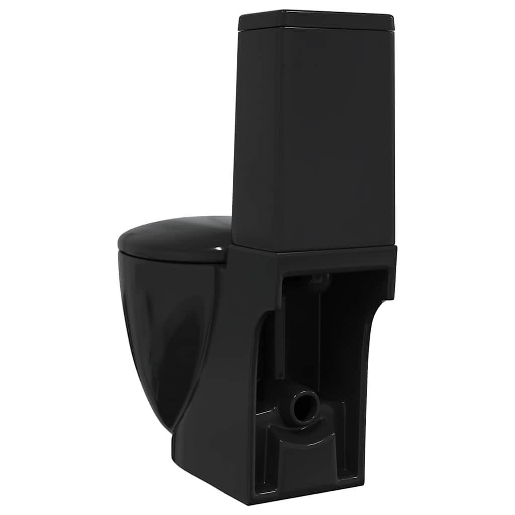 vidaXL Keramik-Toilette Abgang Horizontal Schwarz
