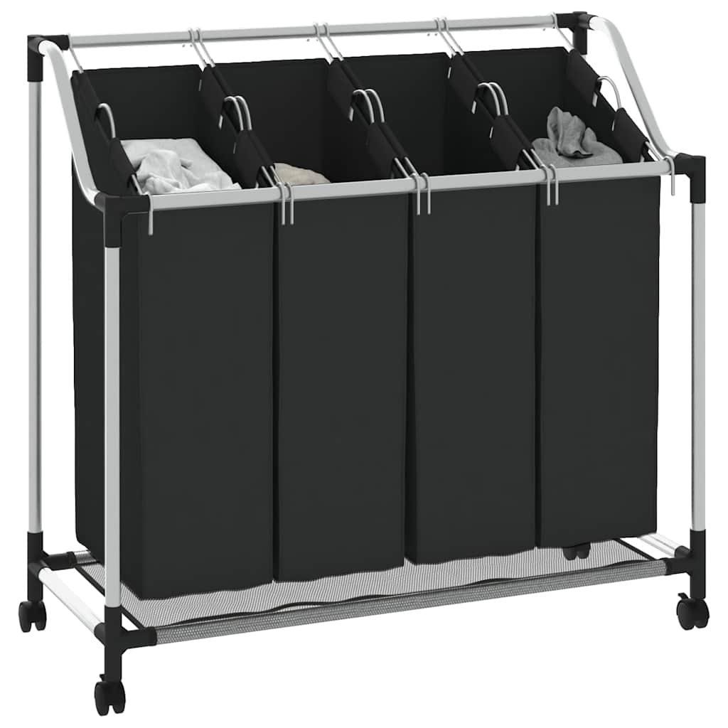 4 Fächer Schwarz Wäschesortierer