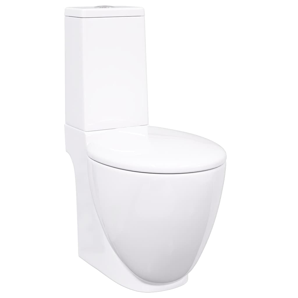 vidaXL Keramik-Toilette Abgang Horizontal Weiß