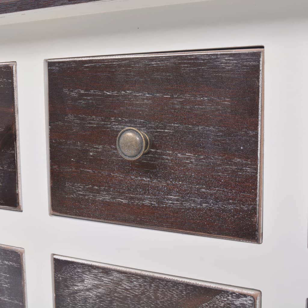 vidaXL Konsolenschrank mit 6 Schubladen Braun und Weiß Holz