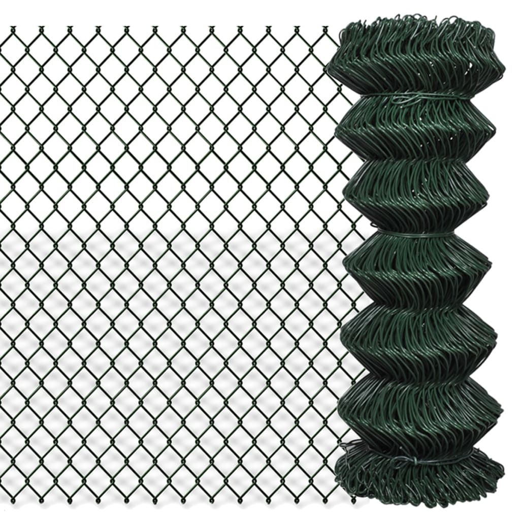 vidaXL Maschendrahtzaun Stahl 0,8x15 m Grün