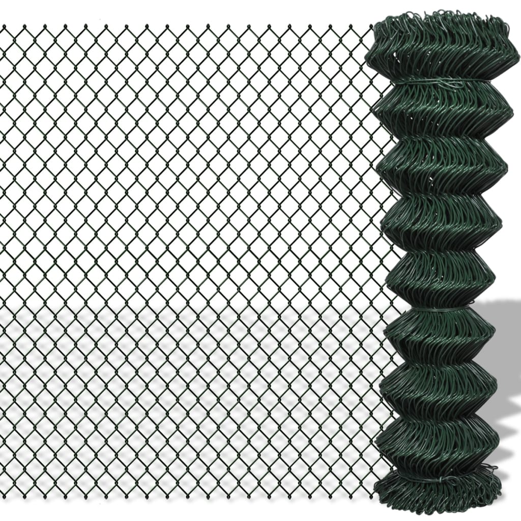 vidaXL Maschendrahtzaun Stahl 0,8x15 m Grün