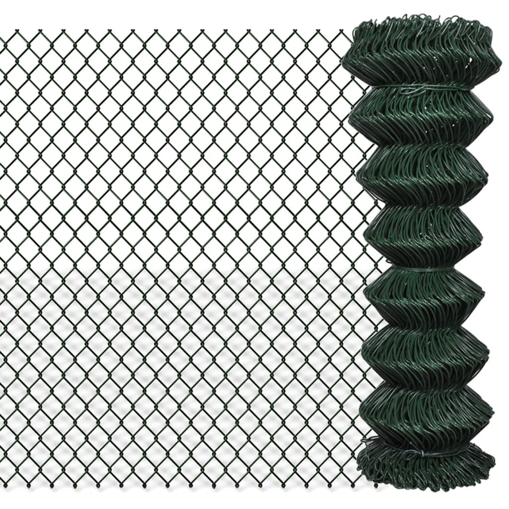 vidaXL Maschendrahtzaun Stahl 0,8x15 m Grün