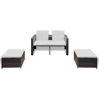 vidaXL 4-tlg. Garten-Lounge-Set mit Kissen Poly Rattan Braun