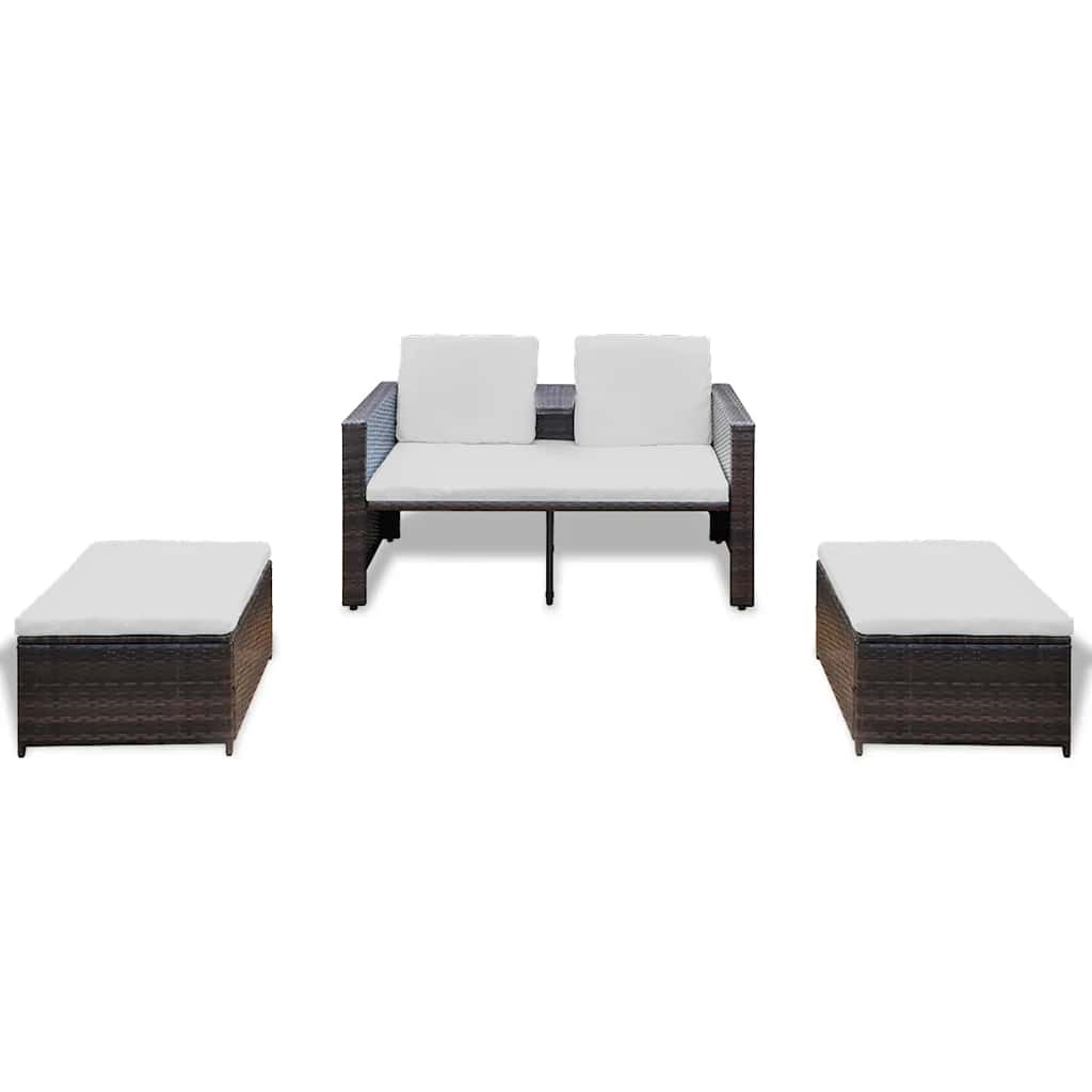vidaXL 4-tlg. Garten-Lounge-Set mit Kissen Poly Rattan Braun