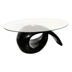 vidaXL Couchtisch mit ovaler Glasplatte Hochglanz Schwarz
