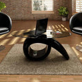 vidaXL Couchtisch mit ovaler Glasplatte Hochglanz Schwarz