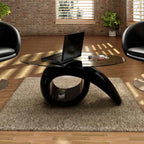 vidaXL Couchtisch mit ovaler Glasplatte Hochglanz Schwarz