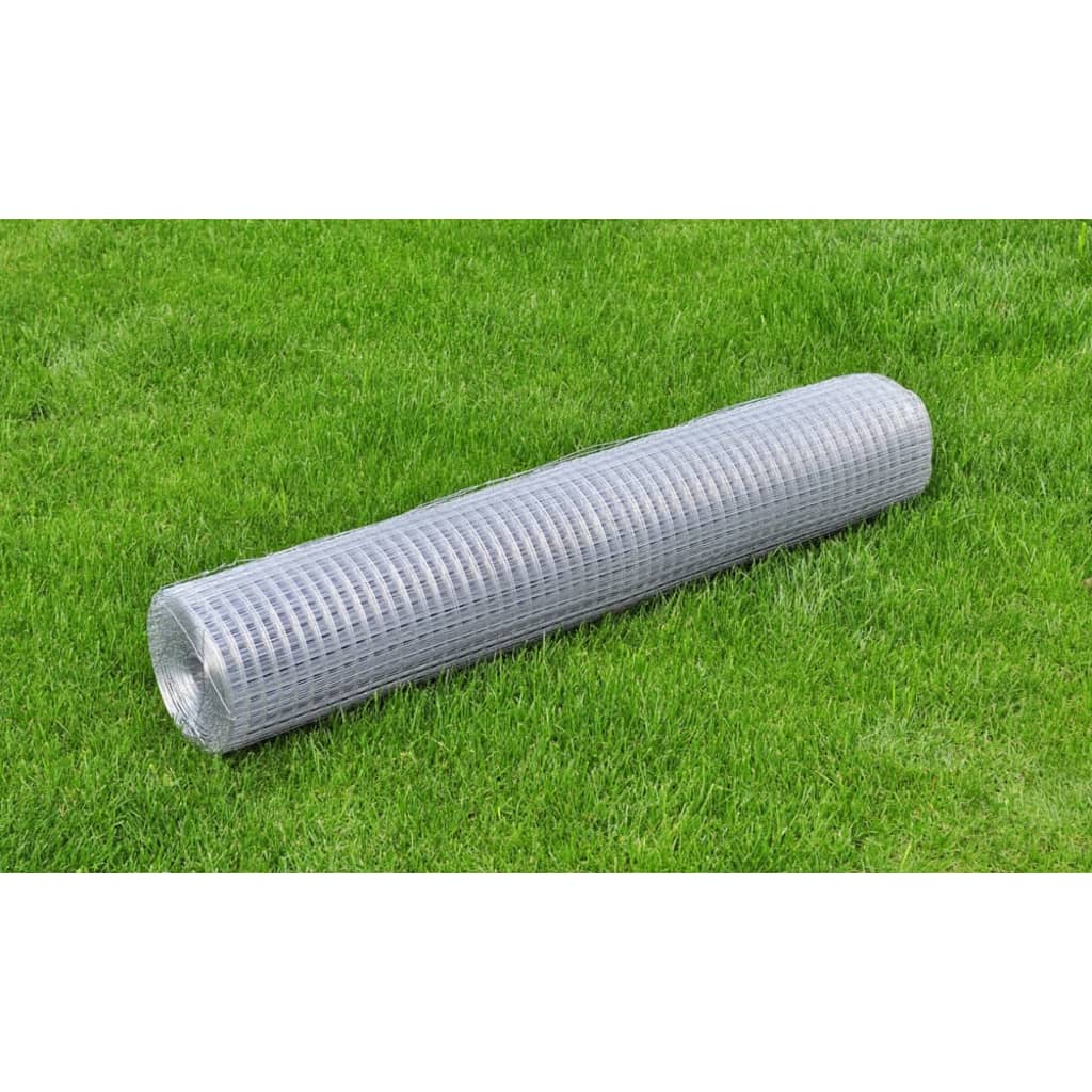 vidaXL Drahtzaun für Hühner Verzinkter Stahl 25x1 m Silbern