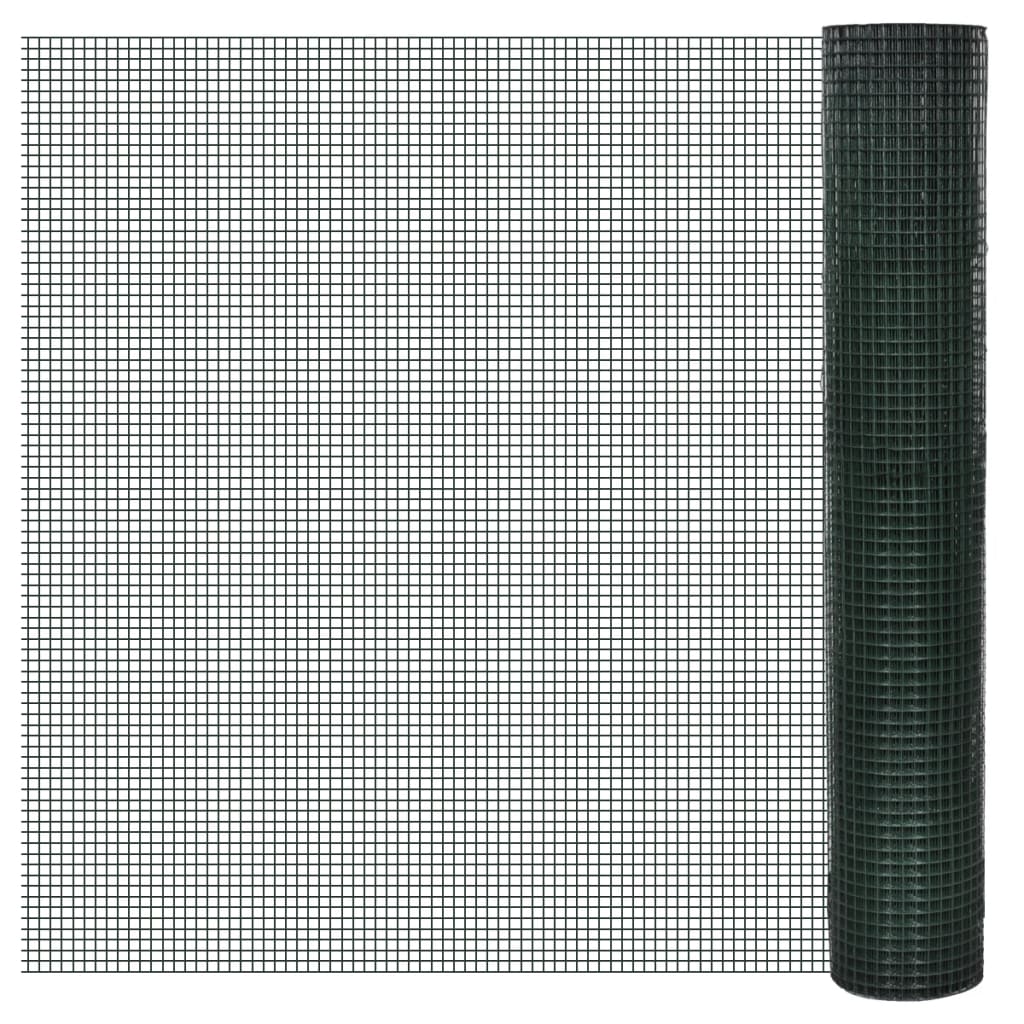 vidaXL Drahtzaun für Hühner Verzinkt mit PVC-Beschichtung 10x1 m Grün