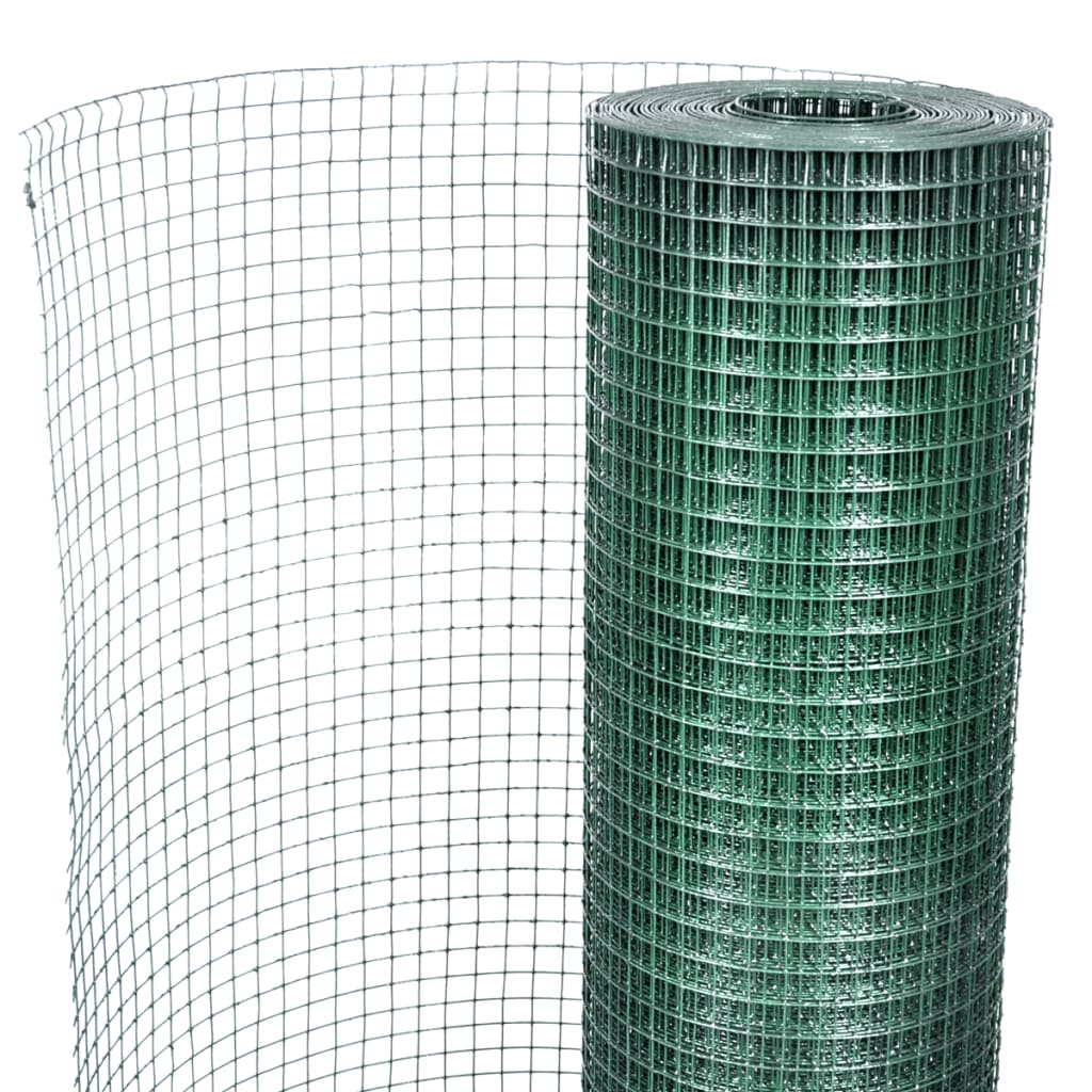 vidaXL Drahtzaun für Hühner Verzinkter Stahl 1x25 m Grün