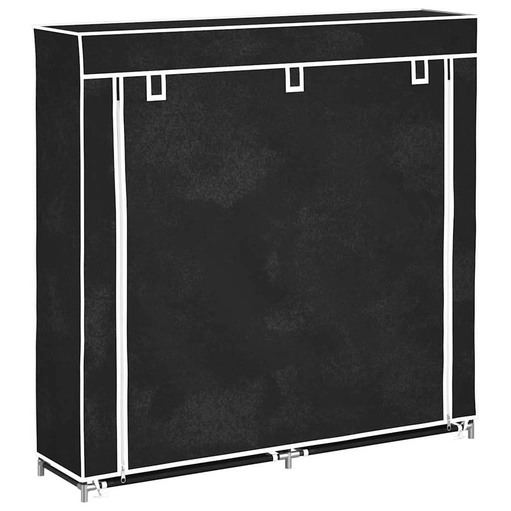 vidaXL Stoff Schuhschrank mit Abdeckung 115 x 28 x 110 cm Schwarz