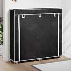 vidaXL Stoff Schuhschrank mit Abdeckung 115 x 28 x 110 cm Schwarz
