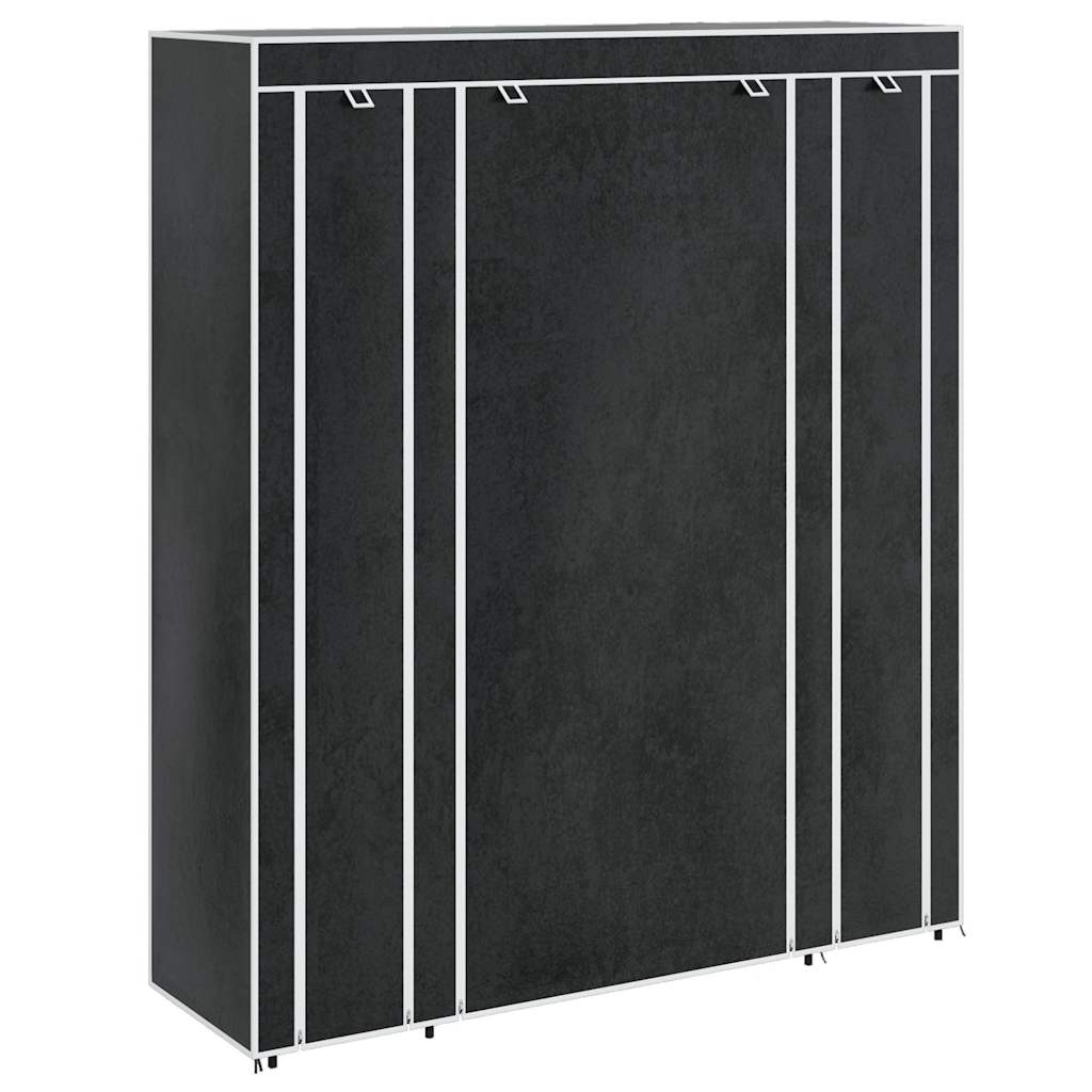 vidaXL Stoffschrank mit Fächern Kleiderstangen 45×150×176 cm Schwarz