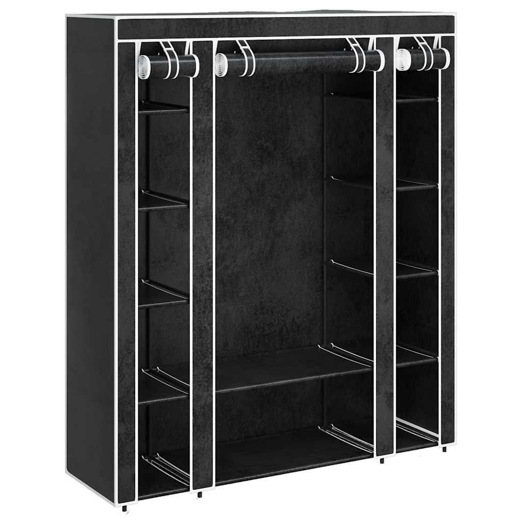 vidaXL Stoffschrank mit Fächern Kleiderstangen 45×150×176 cm Schwarz