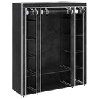 vidaXL Stoffschrank mit Fächern Kleiderstangen 45×150×176 cm Schwarz