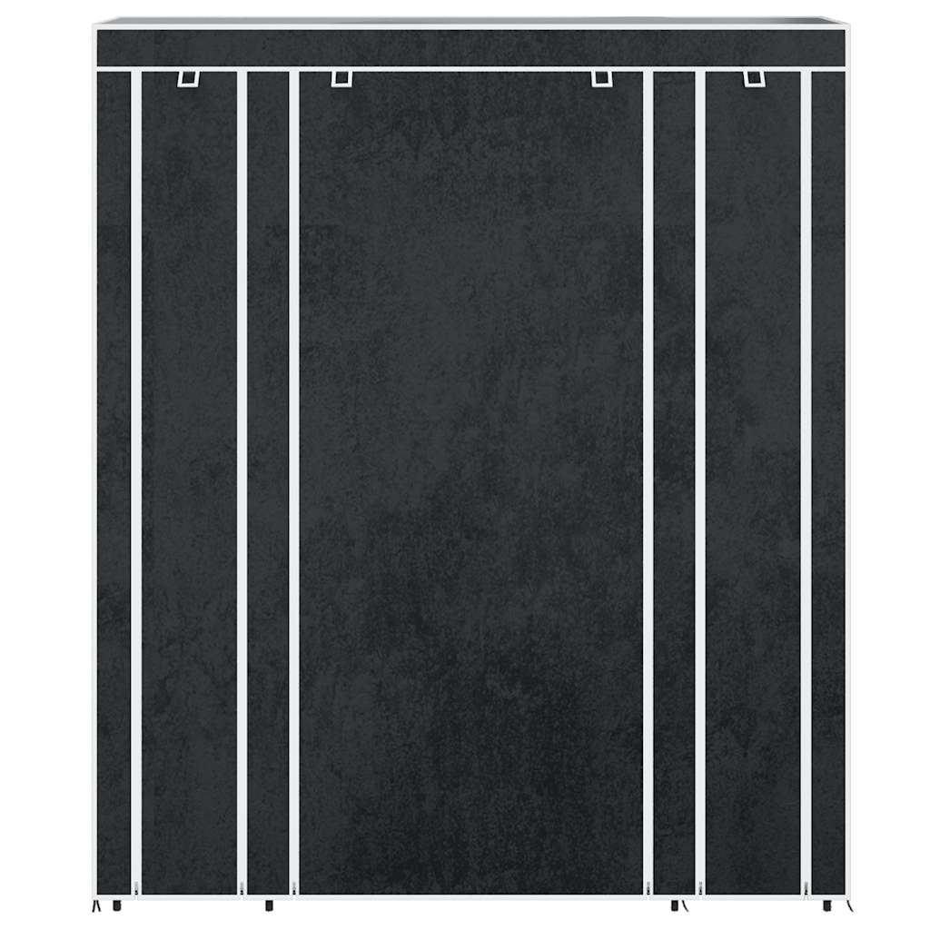 vidaXL Stoffschrank mit Fächern Kleiderstangen 45×150×176 cm Schwarz