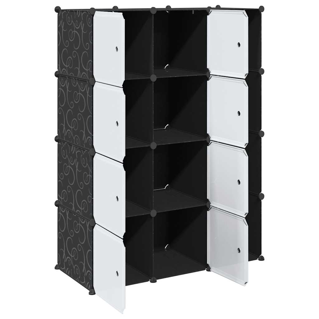 vidaXL Modularer Schrank mit 9 Fächern 109x36,5x143cm Schwarz und Weiß